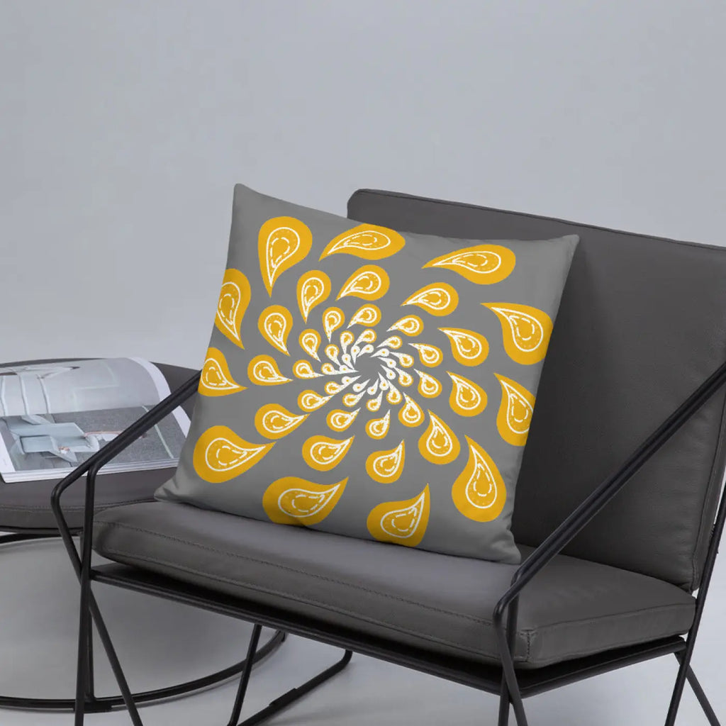 Grey Mustard Pillow – Concealed Zipper - Dipaliz