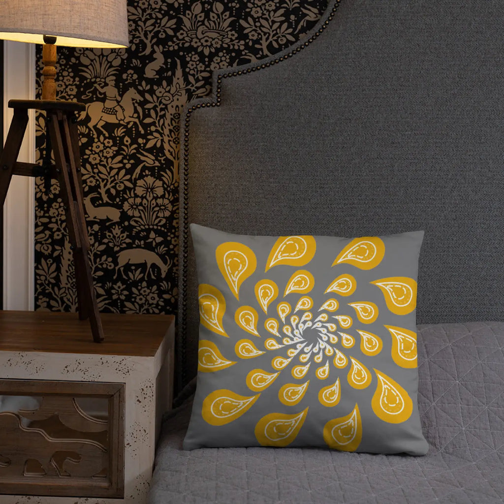 Grey Mustard Pillow – Concealed Zipper - Dipaliz