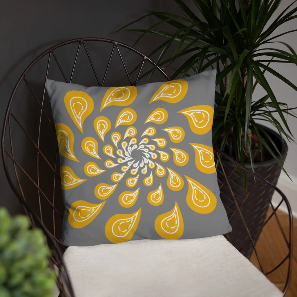 Grey Mustard Pillow – Concealed Zipper - Dipaliz