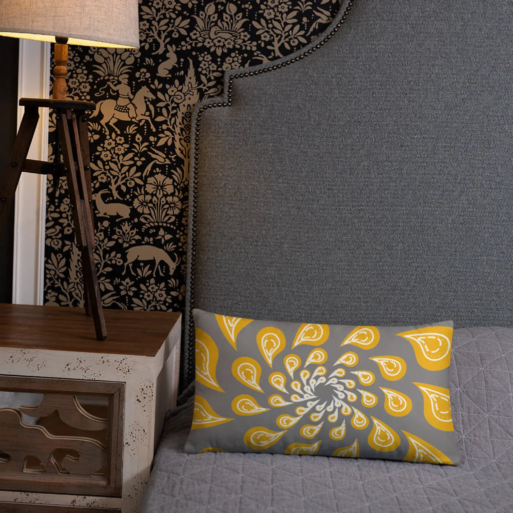 Grey Mustard Pillow – Concealed Zipper - Dipaliz