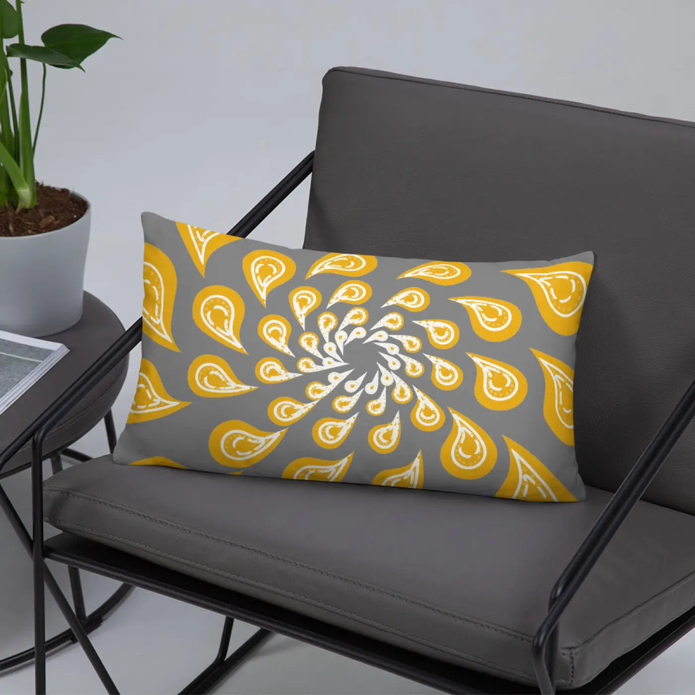 Grey Mustard Pillow – Concealed Zipper - Dipaliz