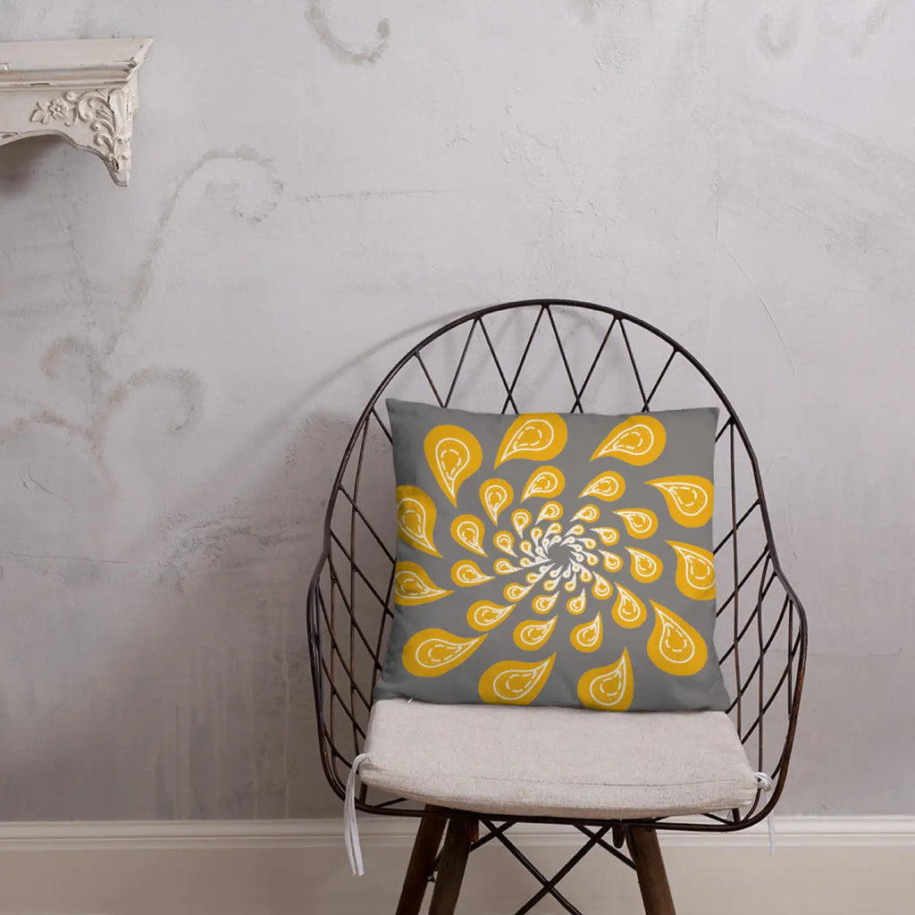 Grey Mustard Pillow – Concealed Zipper - Dipaliz