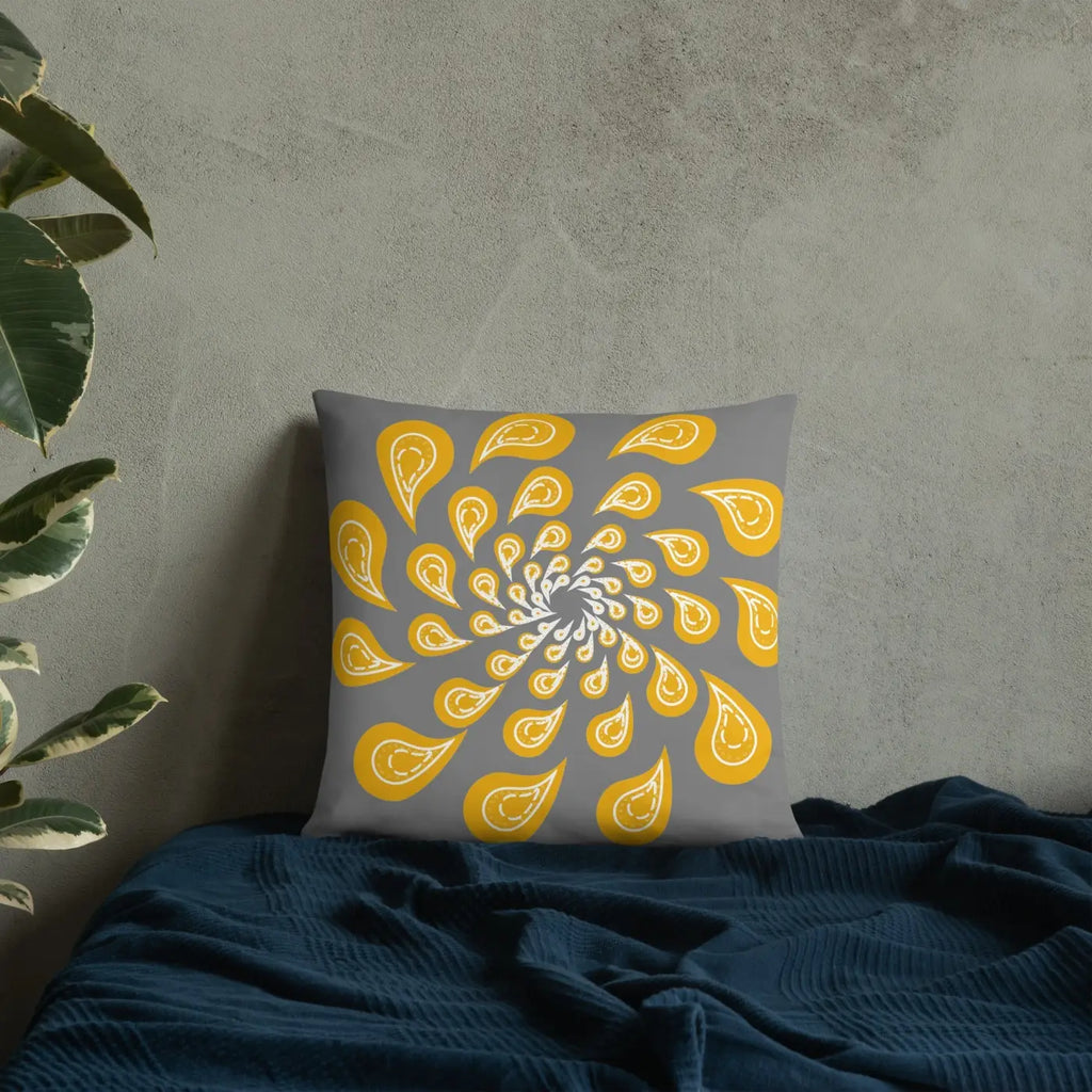 Grey Mustard Pillow – Concealed Zipper - Dipaliz
