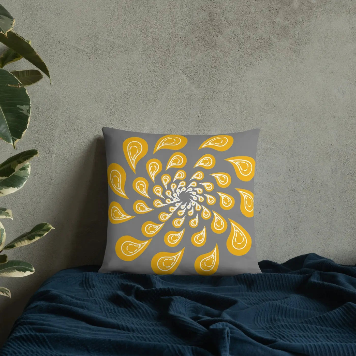 Grey Mustard Pillow – Concealed Zipper - Dipaliz