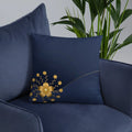 Gold Floral Navy Blue Throw Pillow – 18x18 - Dipaliz