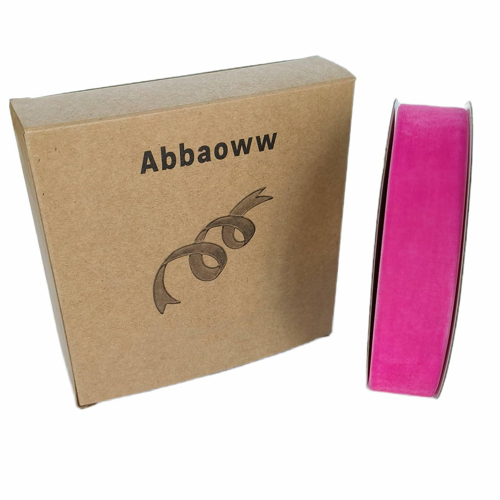 Abbaoww Hot Pink Velvet Ribbon 1 Inch x 25 Yards Single Face Crafts