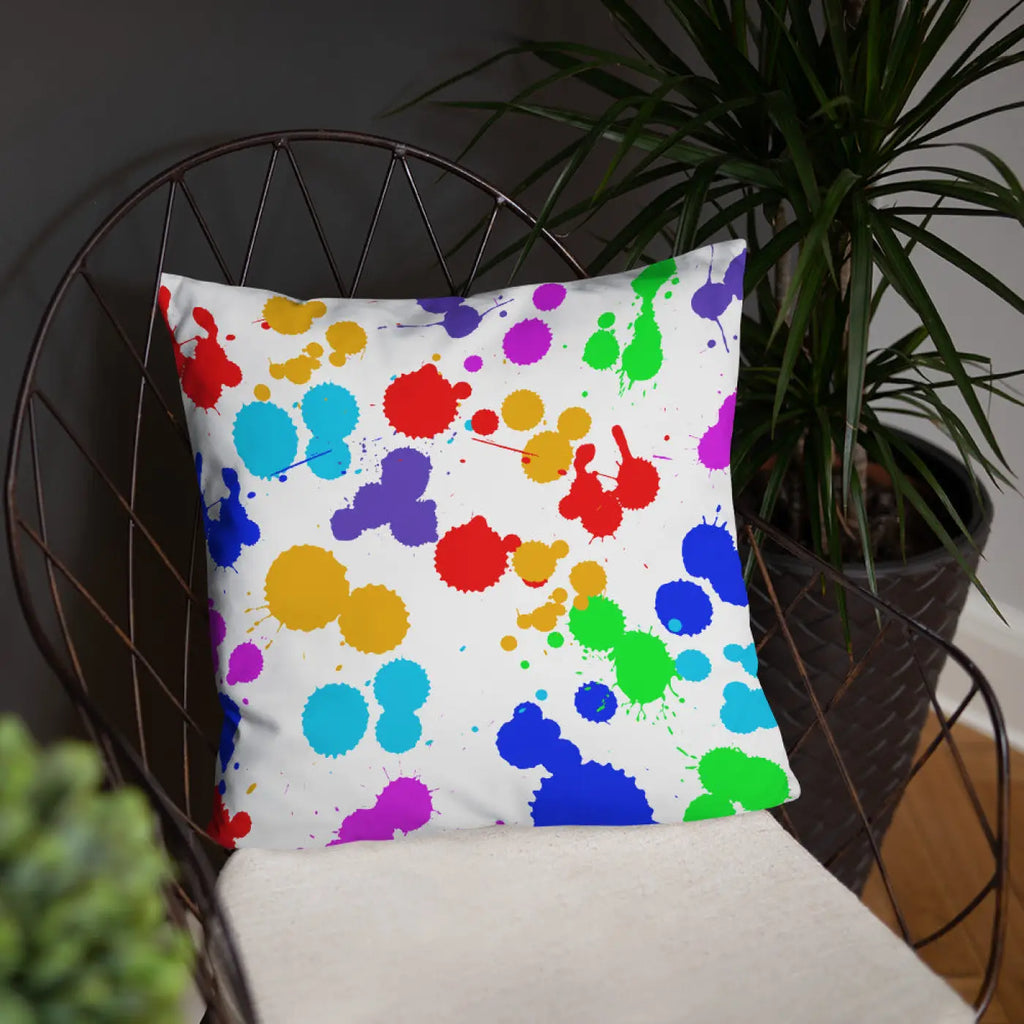 Paint Splats Pillow – Washable Cover 18x18 - Dipaliz
