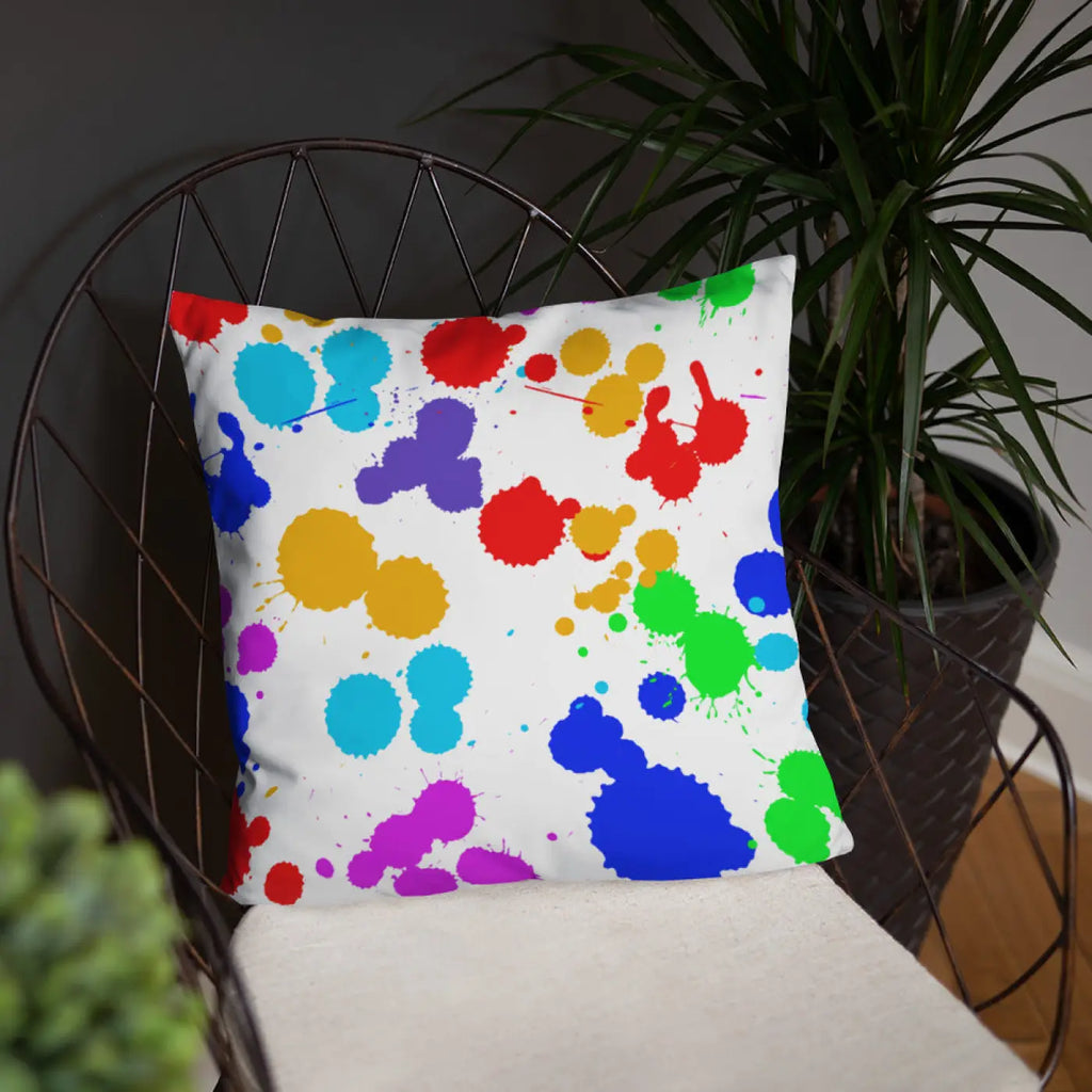 Paint Splats Pillow – Washable Cover 18x18 - Dipaliz