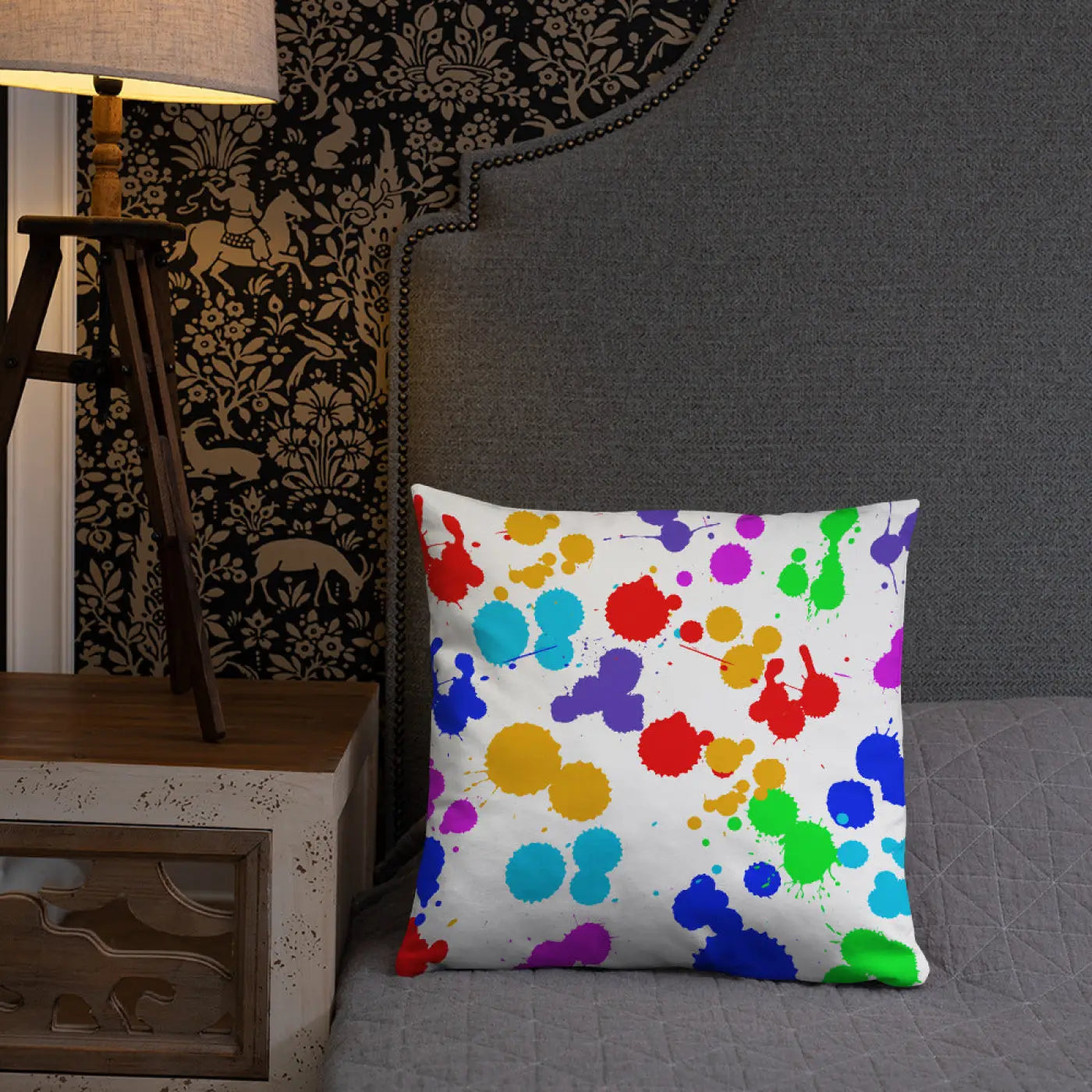 Paint Splats Pillow – Washable Cover 18x18 - Dipaliz