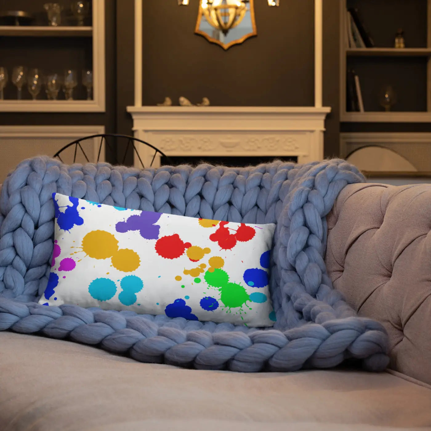 Paint Splats Pillow – Washable Cover 18x18 - Dipaliz