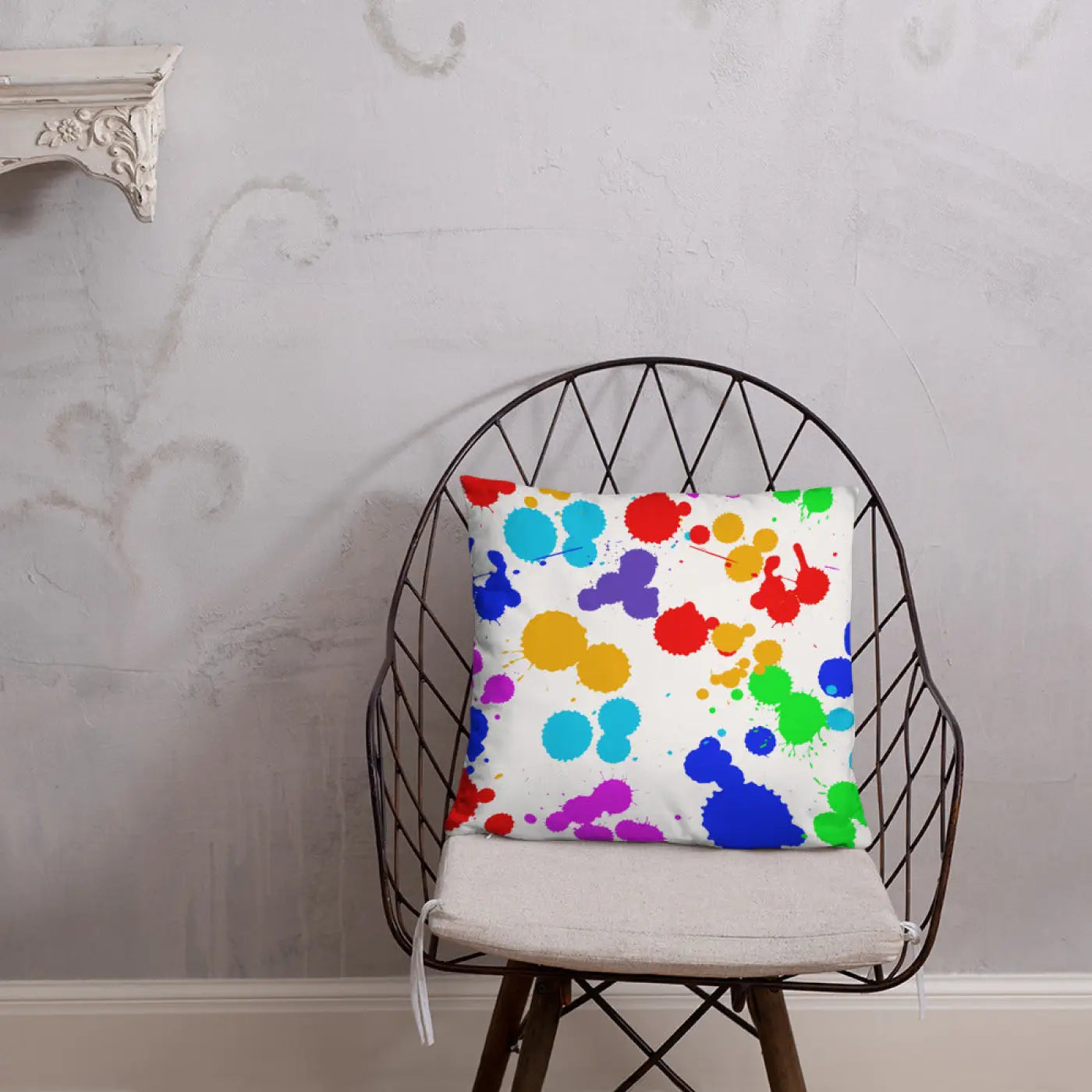 Paint Splats Pillow – Washable Cover 18x18 - Dipaliz