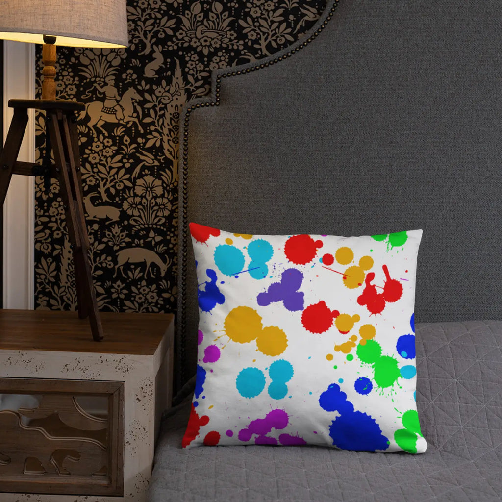 Paint Splats Pillow – Washable Cover 18x18 - Dipaliz
