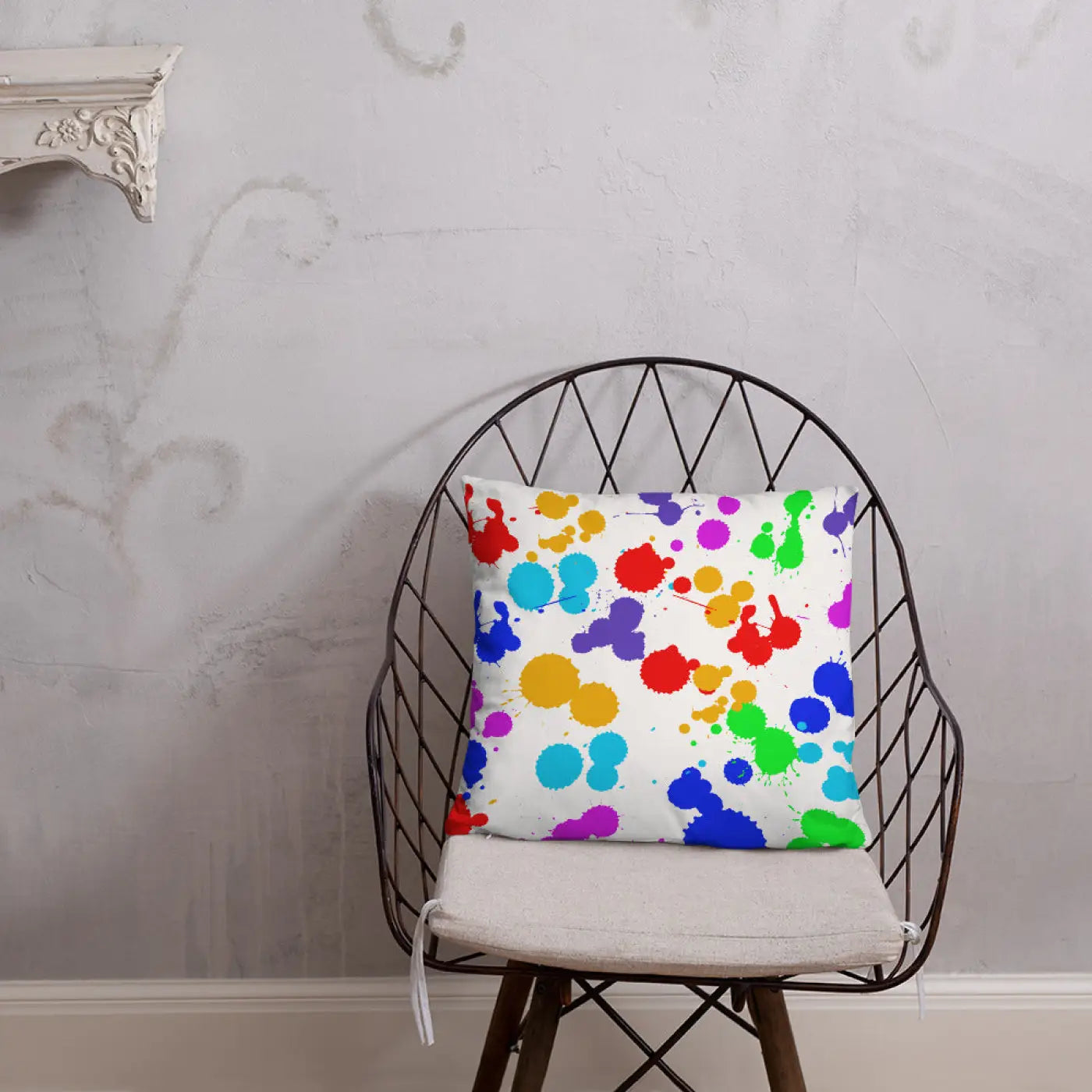 Paint Splats Pillow – Washable Cover 18x18 - Dipaliz