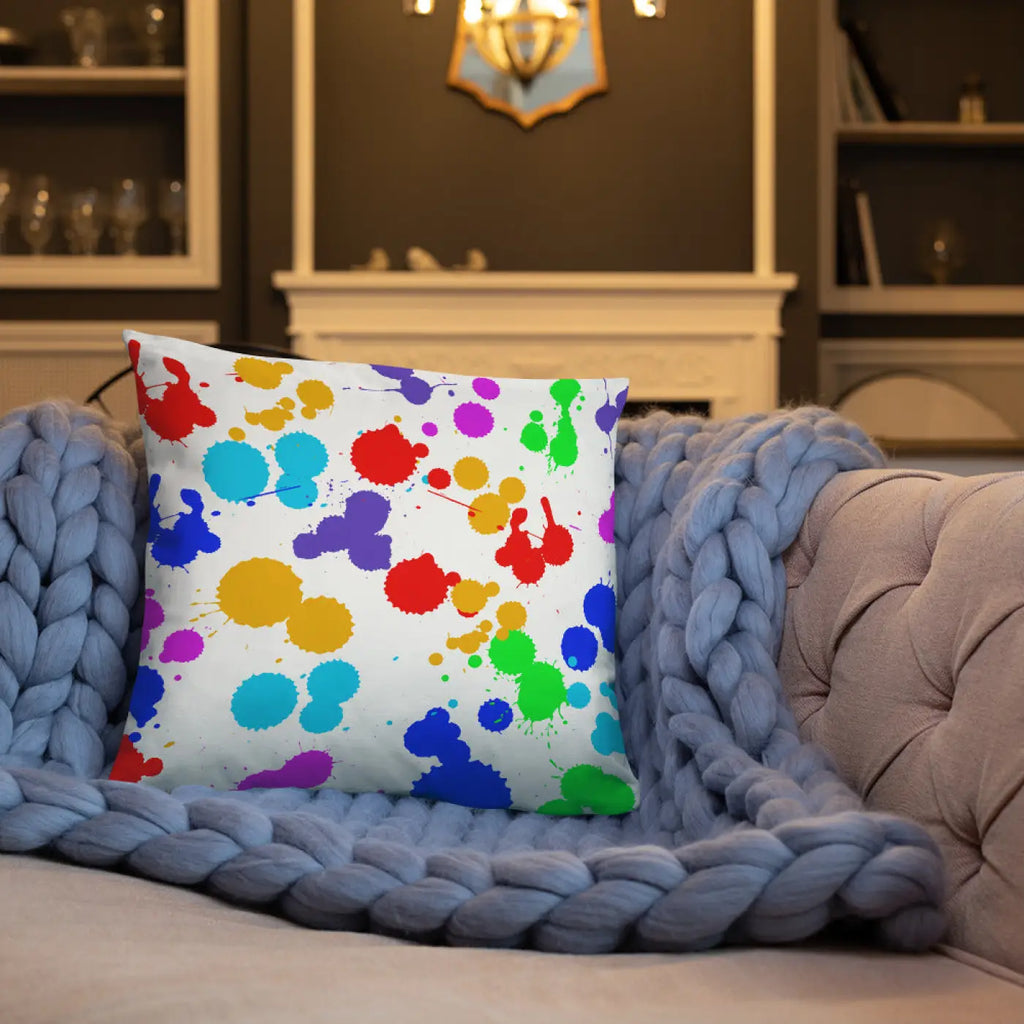 Paint Splats Pillow – Washable Cover 18x18 - Dipaliz