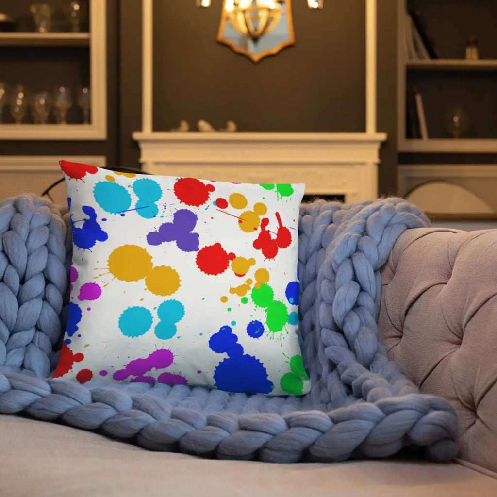 Paint Splats Pillow – Washable Cover 18x18 - Dipaliz