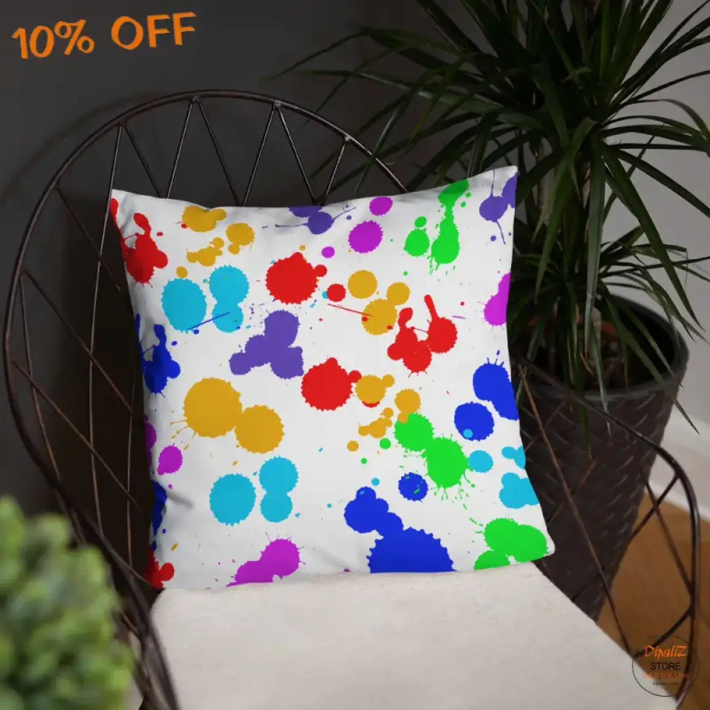 Paint Splats Pillow – Washable Cover 18x18 - Dipaliz