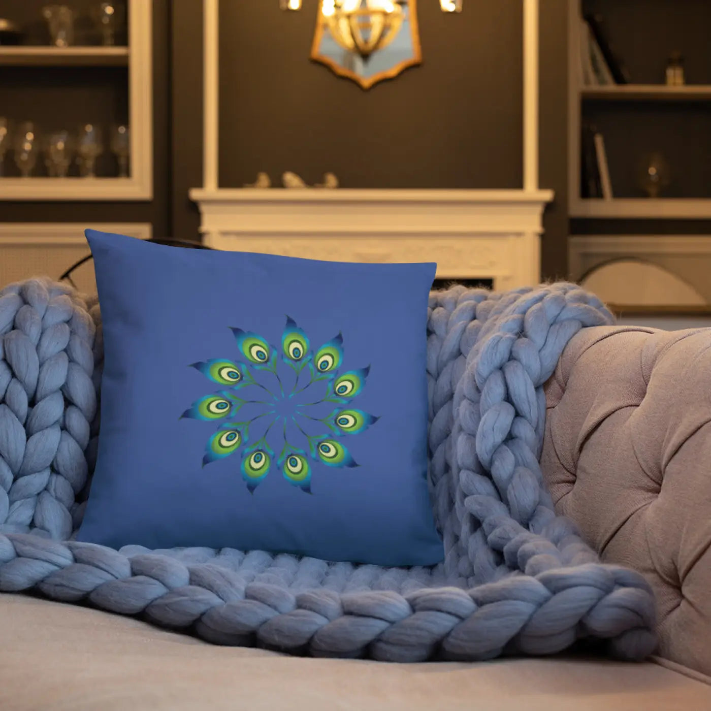 Peacock Feathers Basic Pillow – Washable Case - Dipaliz
