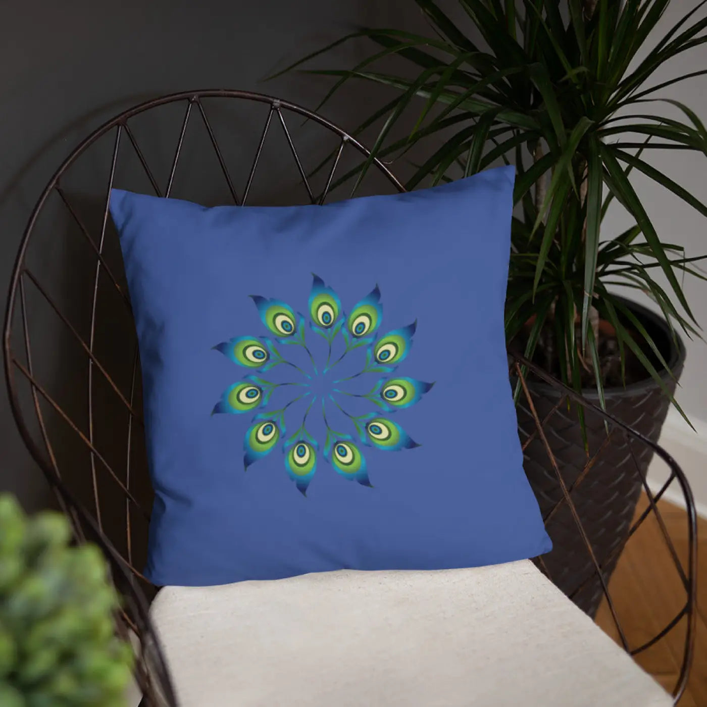 Peacock Feathers Basic Pillow – Washable Case - Dipaliz