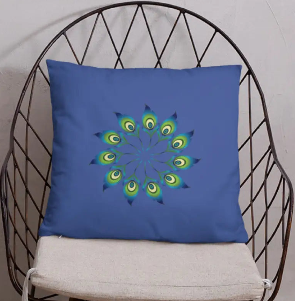 Peacock Feathers Basic Pillow – Washable Case - Dipaliz