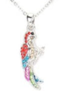 Rhinestone Embellished Parrot Pendant Charm Necklace