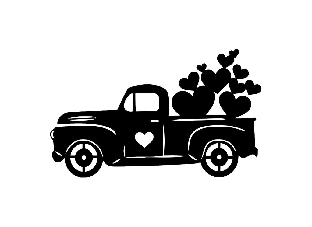 Valentine Truck with Hearts - Metal Sign