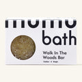 Bath bar packaging with 'momo bath' branding on a white background